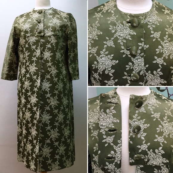 Vintage Jackets & Blazers - Silk Floral 1960s Brocade Vintage Swing Coat